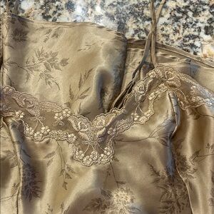 Victoria Secret Silk-Feel Lace Trim Chemise - Gold